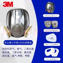 3M防毒面具口罩6800+6006系保养型全面具七件套 配6006防有机气体